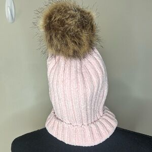 Soft Pink Yarn Pom Winter Hat